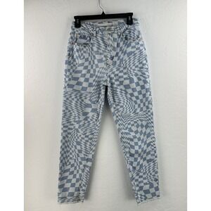 Tinseltown Jeans Juniors 7‎ Blue White Checkered Tapered Skate Surf Trendy Gen Z